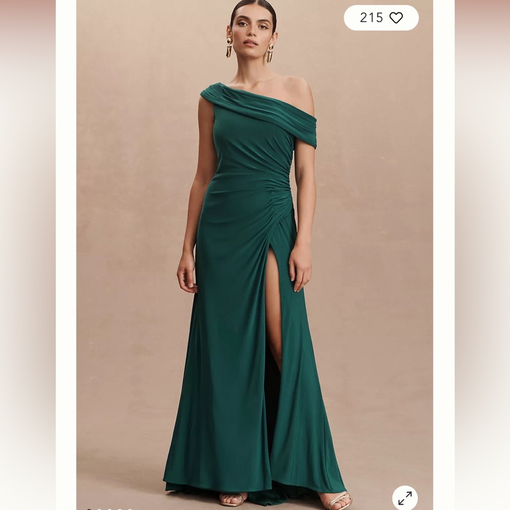 Emerald Green Ruched Ieena for Mac Duggal Gown